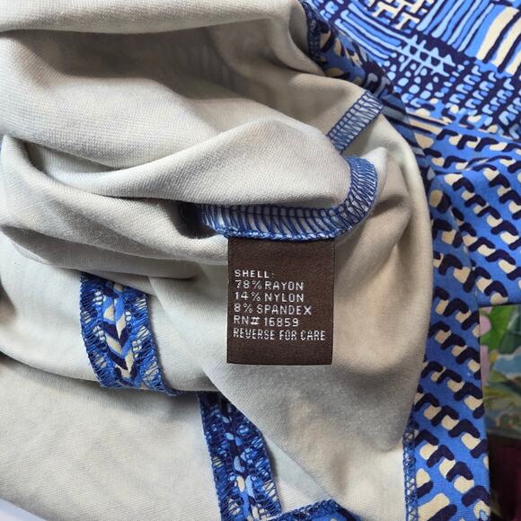 J.McLaughlin Sheath Dress Women XS Blue Geometric Sleeveless Stretch Knit Preppy - Picture 10 of 10